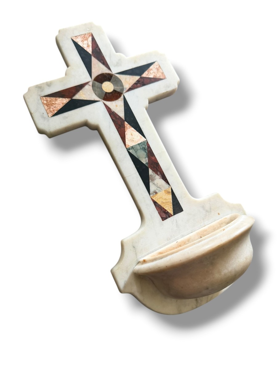 Stoup In Pietra Dura 19th Century Italy