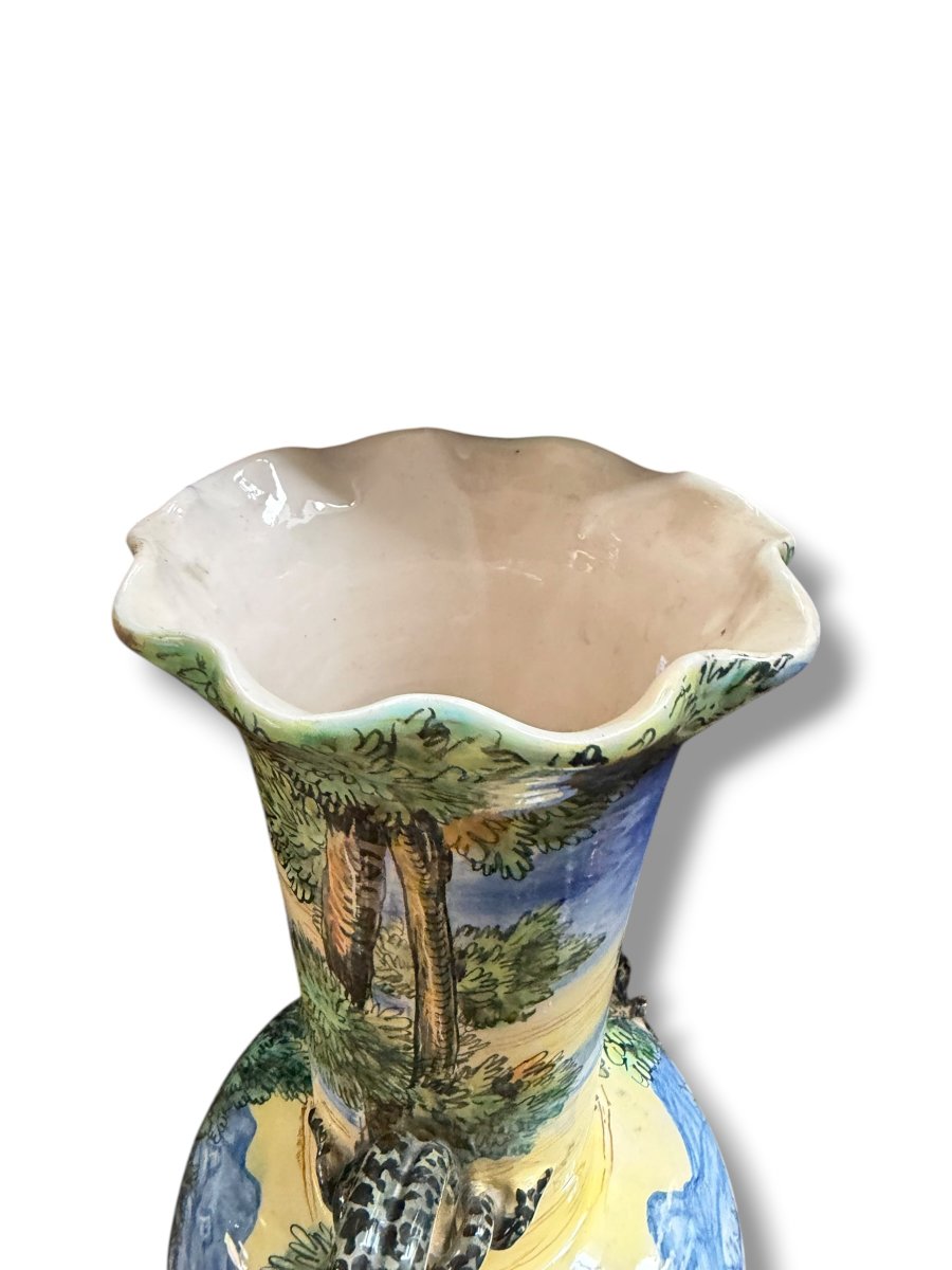 Important vase en Majolique XIXeme suiveur d'Urbino-photo-7