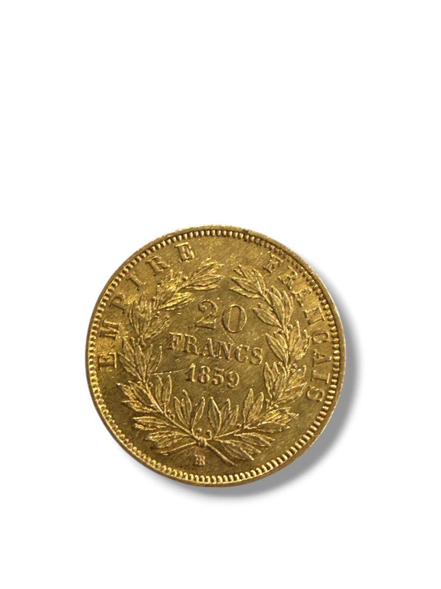 Coin 20 Francs Or Napoléon III Tête Nue 1859-photo-3
