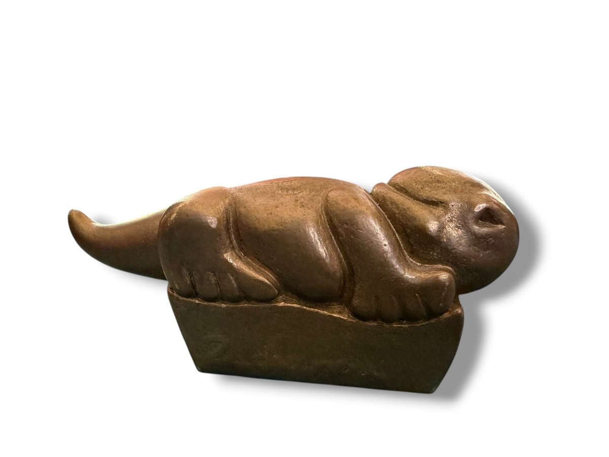 Michel ZACHARIOU pour PIERON Salamandre en bronze doré-photo-2