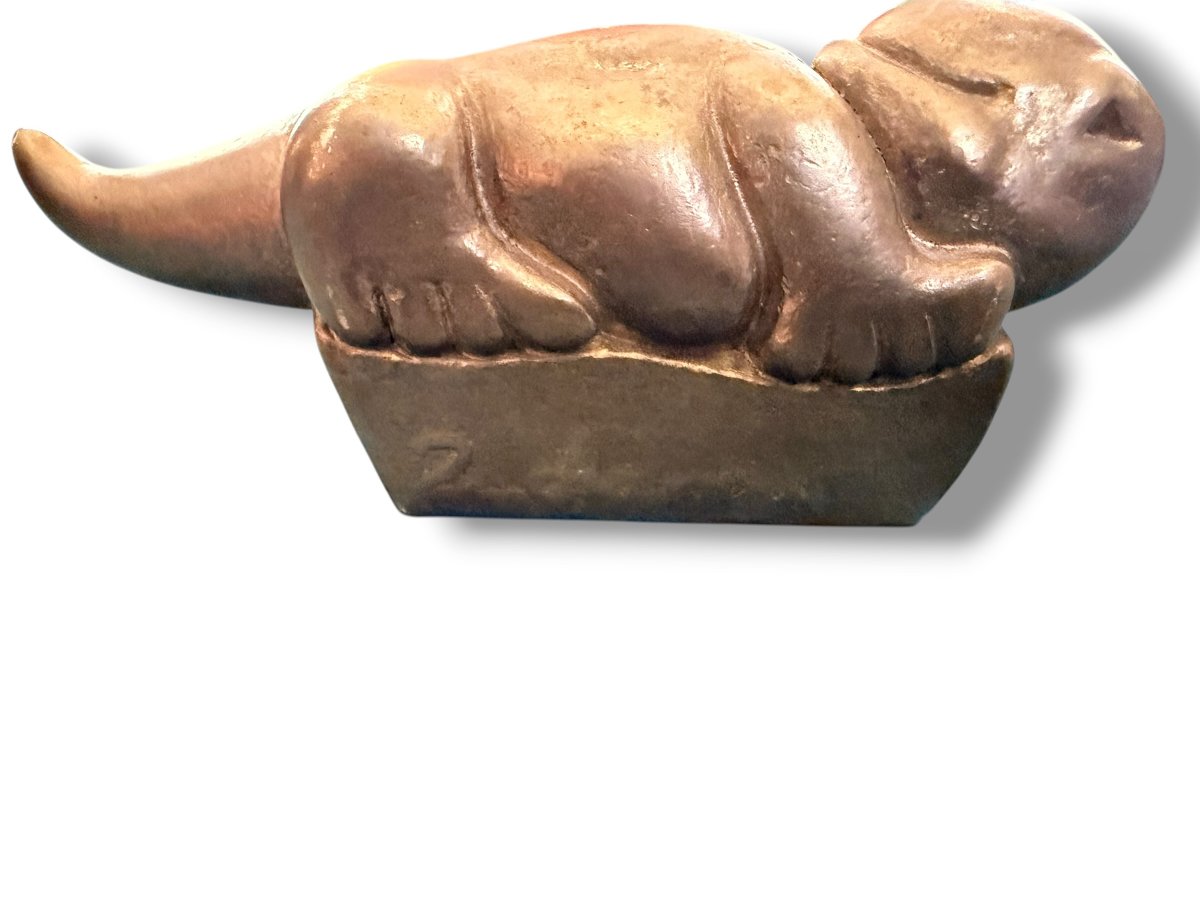 Michel ZACHARIOU pour PIERON Salamandre en bronze doré-photo-3