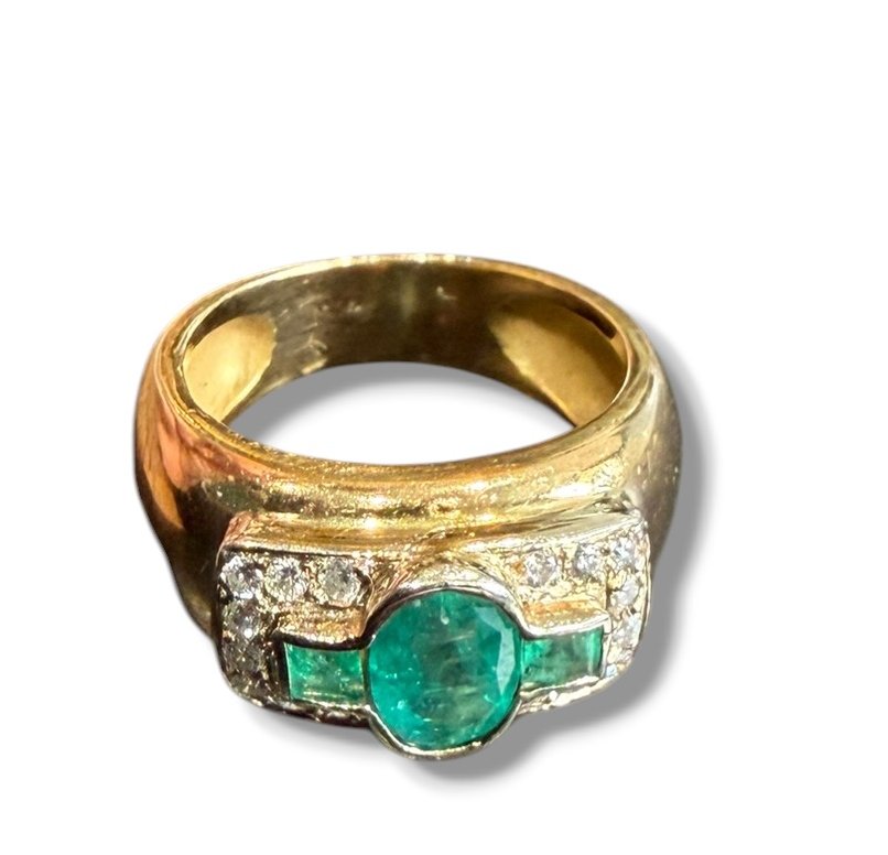 Bague art deco émeraude et brillants-photo-2