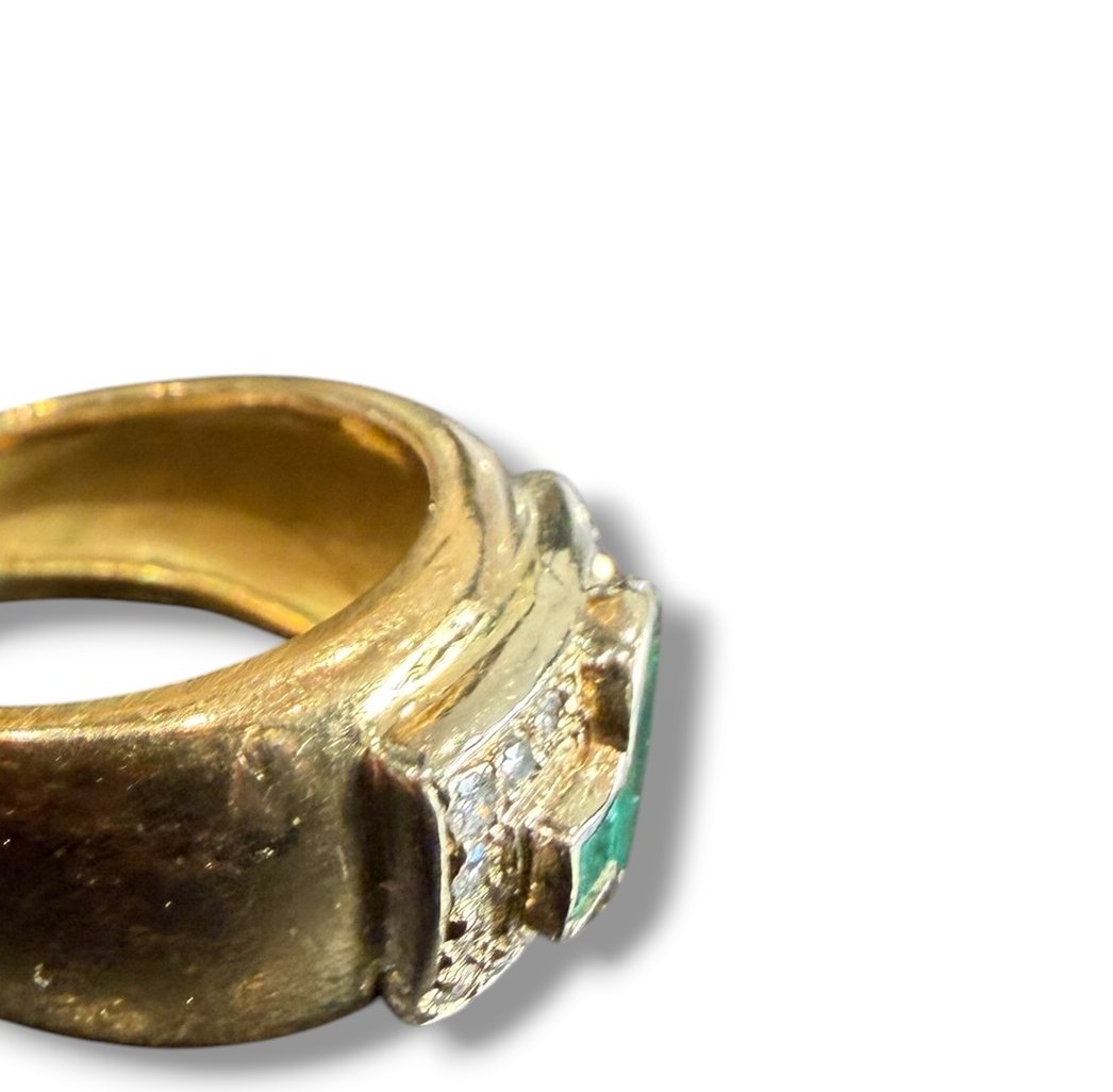 Bague art deco émeraude et brillants-photo-4