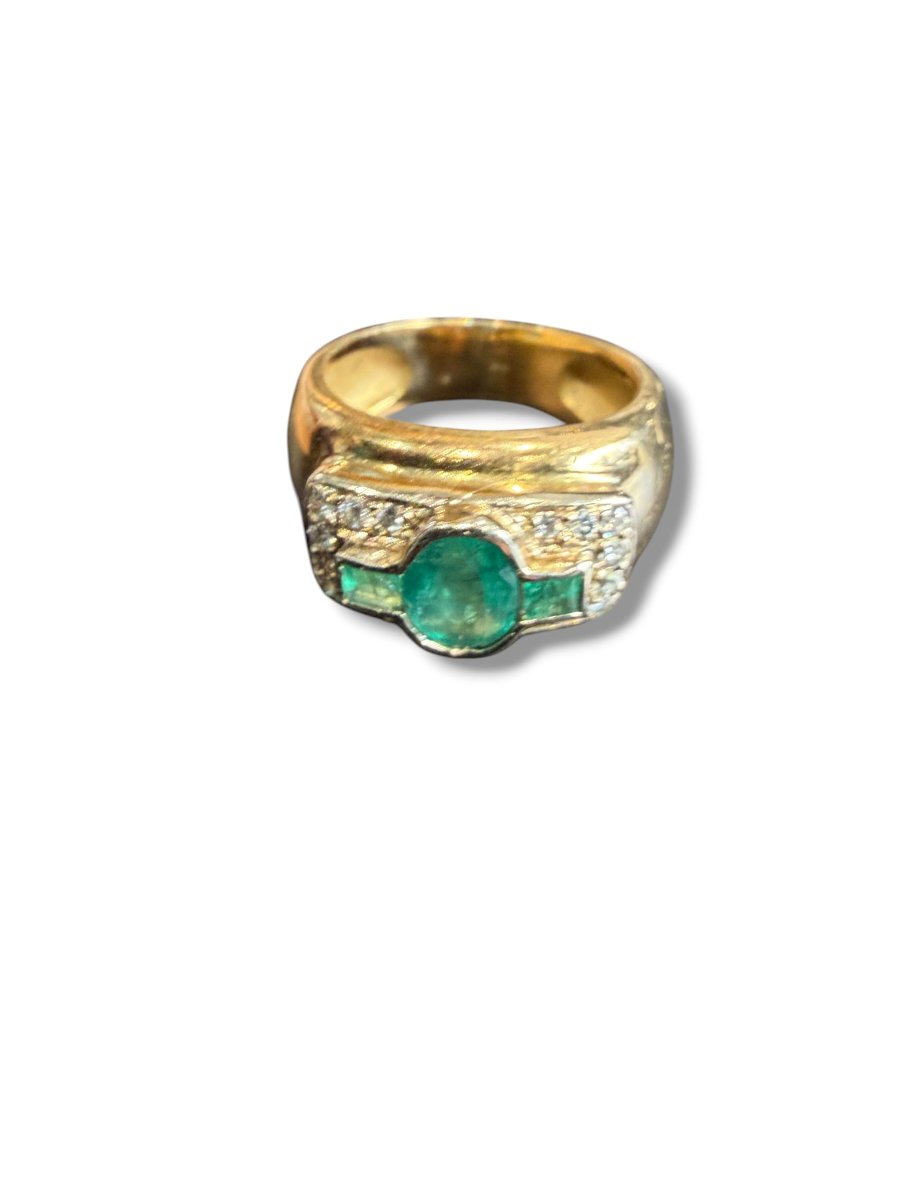 Bague art deco émeraude et brillants-photo-1