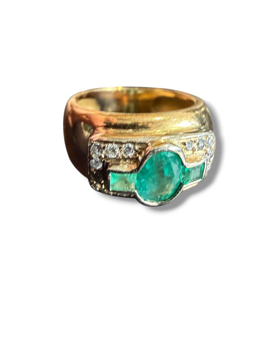 Bague art deco émeraude et brillants-photo-6