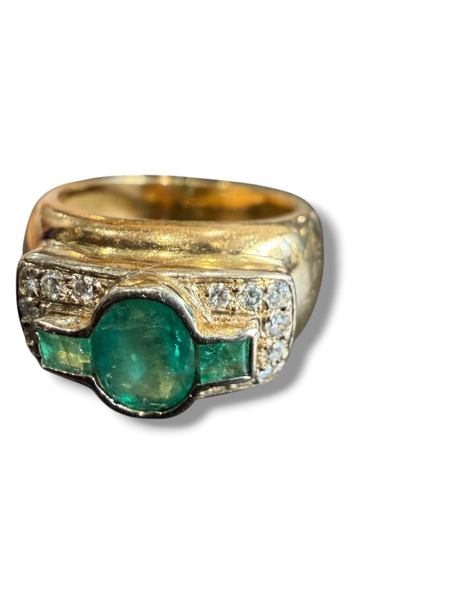 Bague art deco émeraude et brillants-photo-7