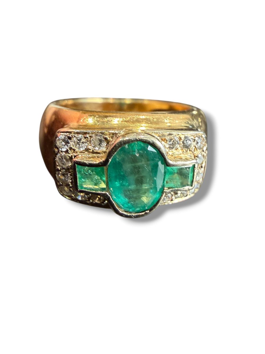 Bague art deco émeraude et brillants-photo-8