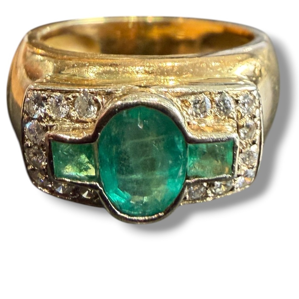 Bague art deco émeraude et brillants