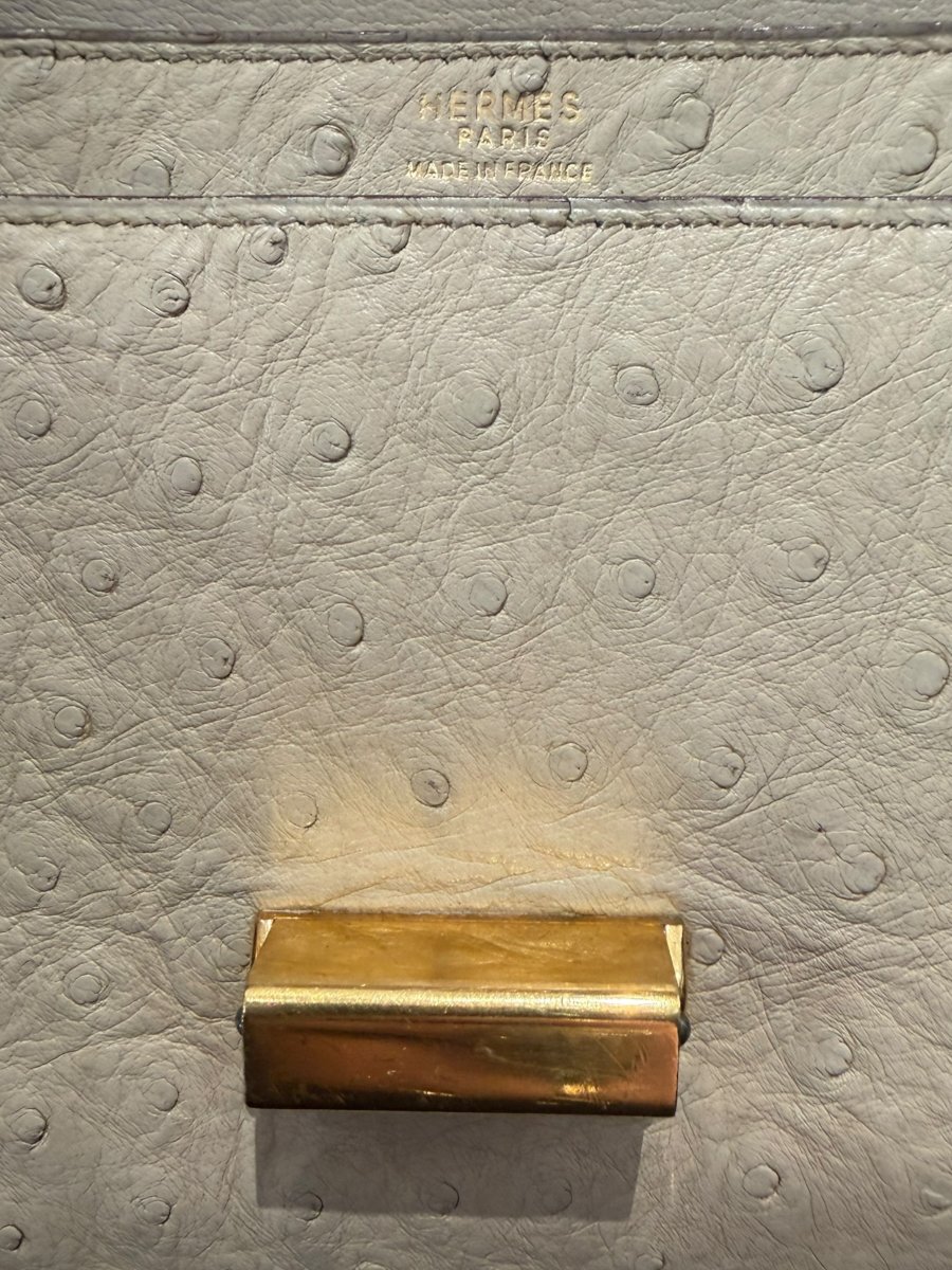 Hermes 26 Beige Ostrich Leather Bag-photo-1