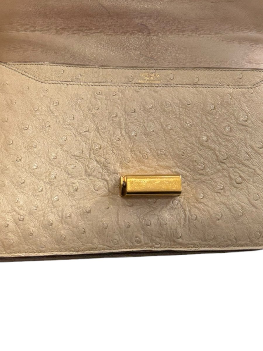 Hermes 26 Beige Ostrich Leather Bag-photo-4