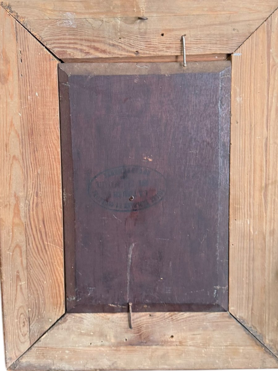 Jeune fille aux oiseaux huile sur panneau XIXeme-photo-3