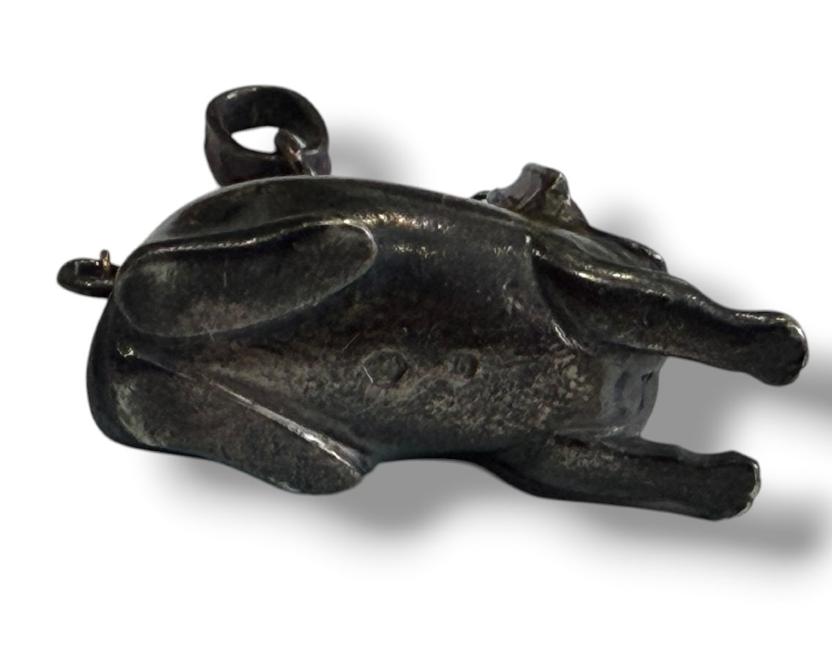 Sphinx Pendentif XIXeme en argent perle et émail -photo-8