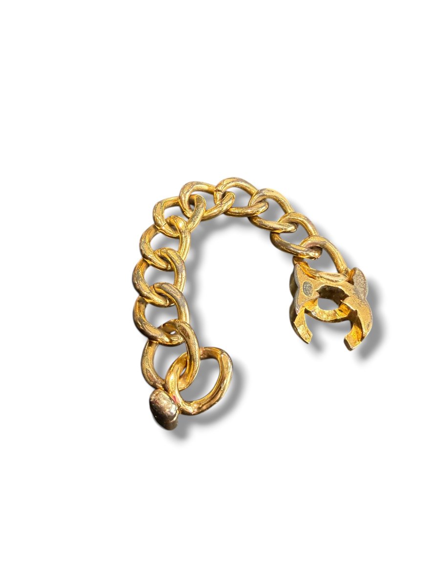 Bracelet Chanel CC en plaqué or-photo-3