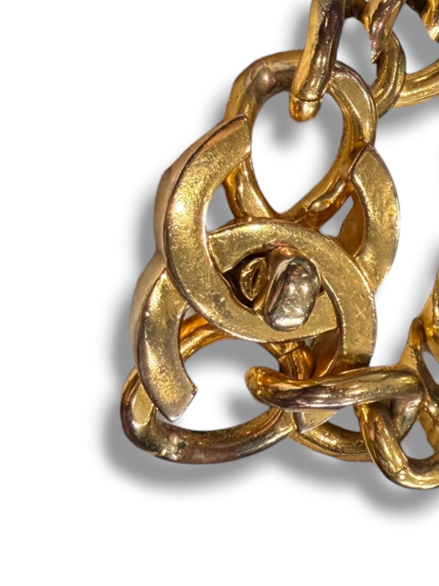 Bracelet Chanel CC en plaqué or-photo-7