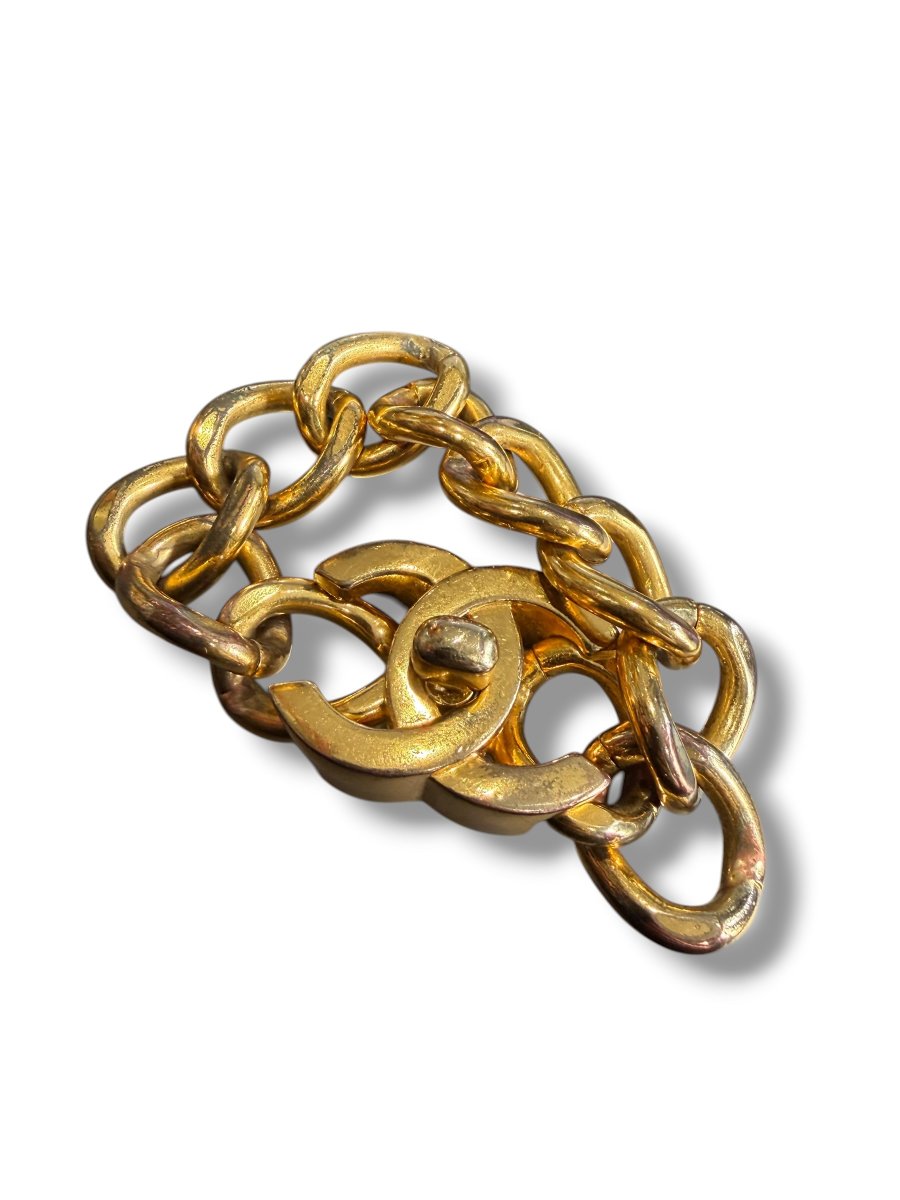 Bracelet Chanel CC en plaqué or-photo-8