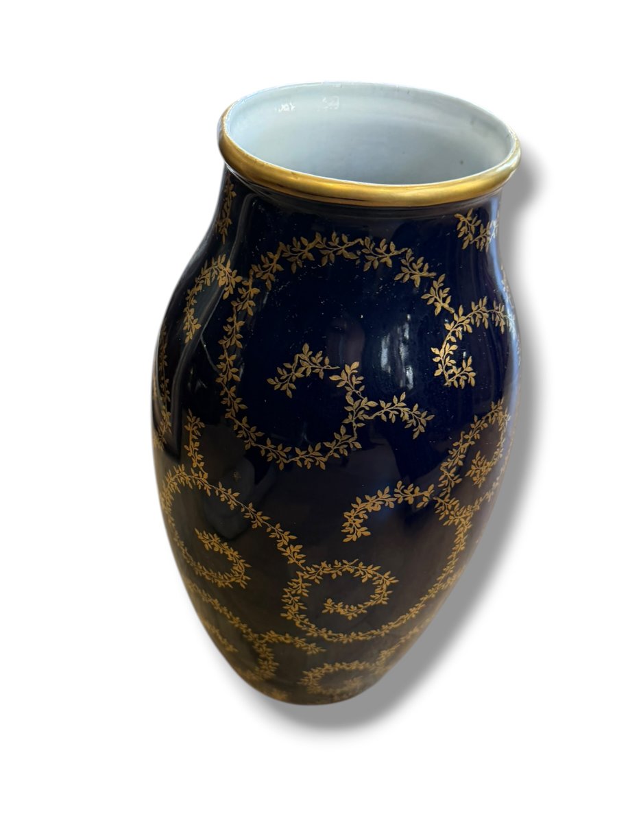 Chaufriasse In Limoges Large Oven Blue Vase-photo-2