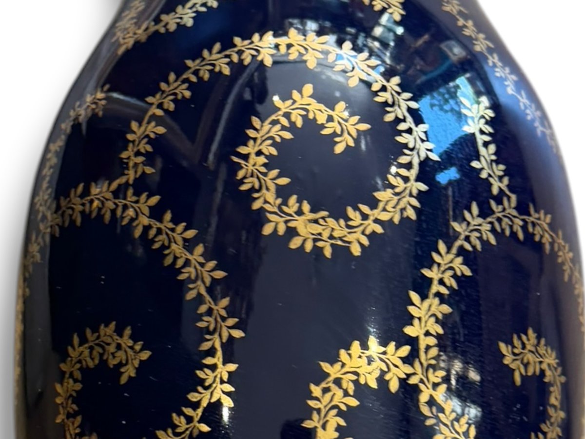 Chaufriasse In Limoges Large Oven Blue Vase-photo-6