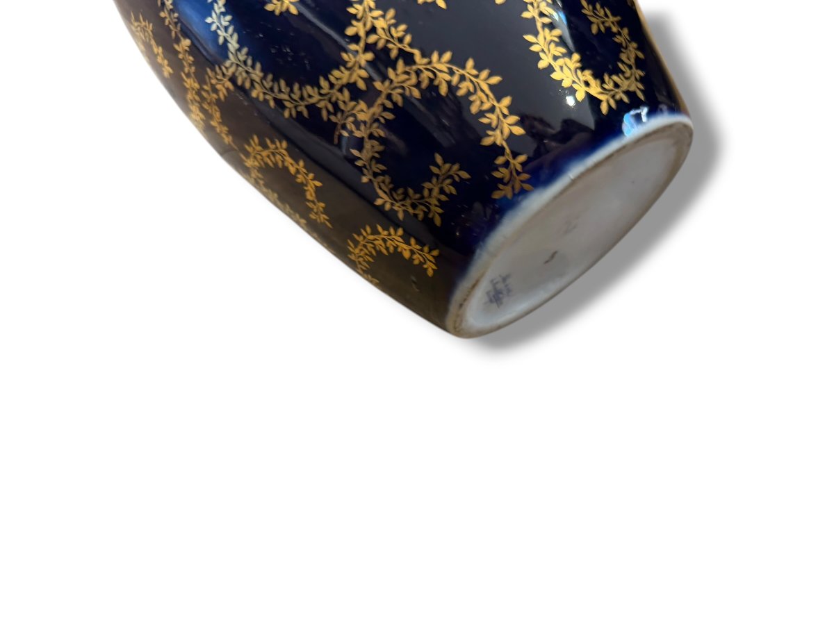 Chaufriasse In Limoges Large Oven Blue Vase-photo-8