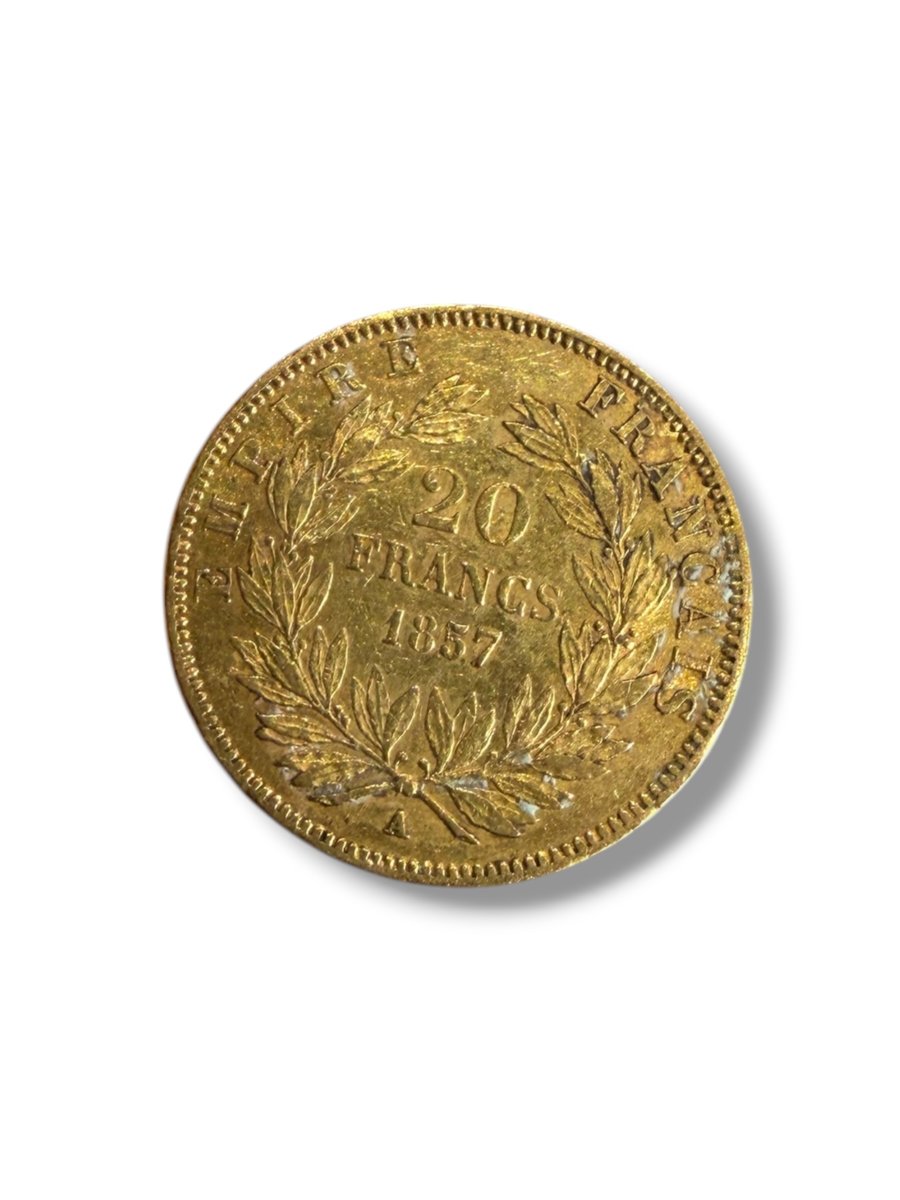 Pièce 20 Francs Or Napoléon III tête nue 1857-photo-3