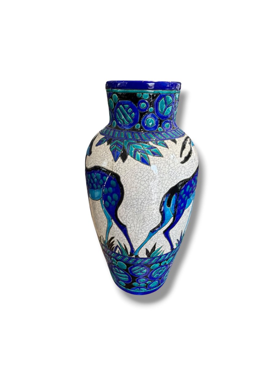 Vase  Daim et Biche Charles Catteau BOCH LA LOUVIERE-photo-3