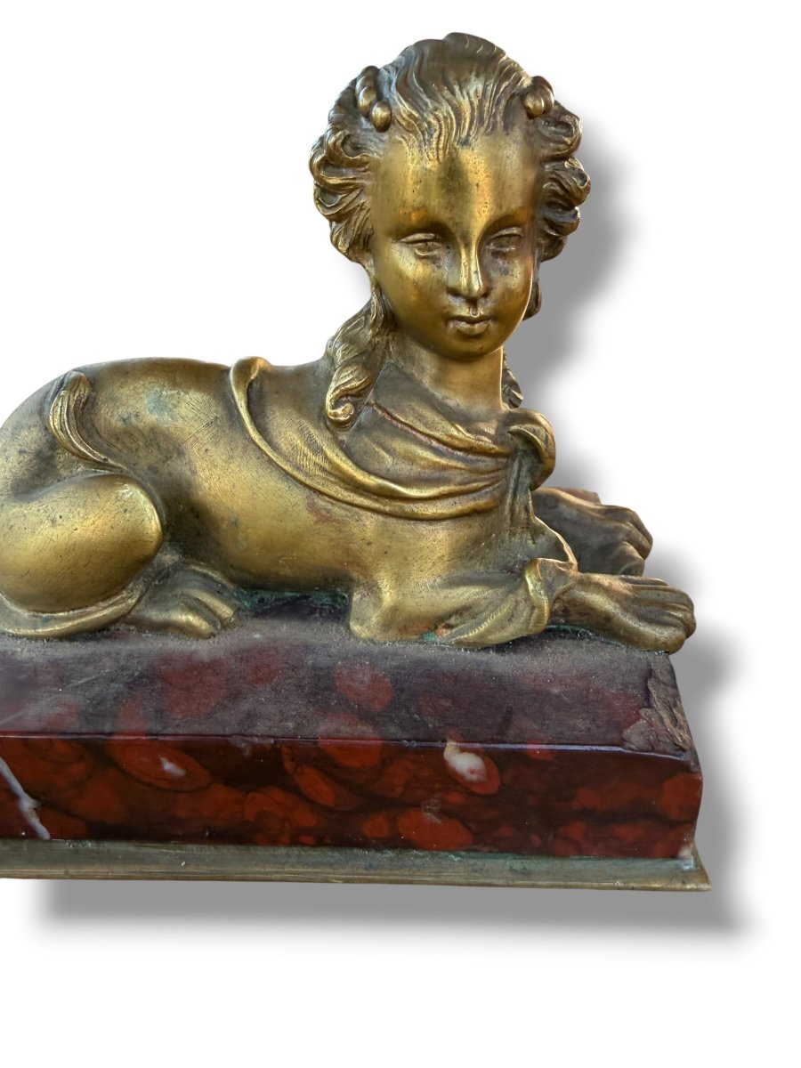 Paperweight 19th Century Bronze Sphinge Madame De Pompadour-photo-3