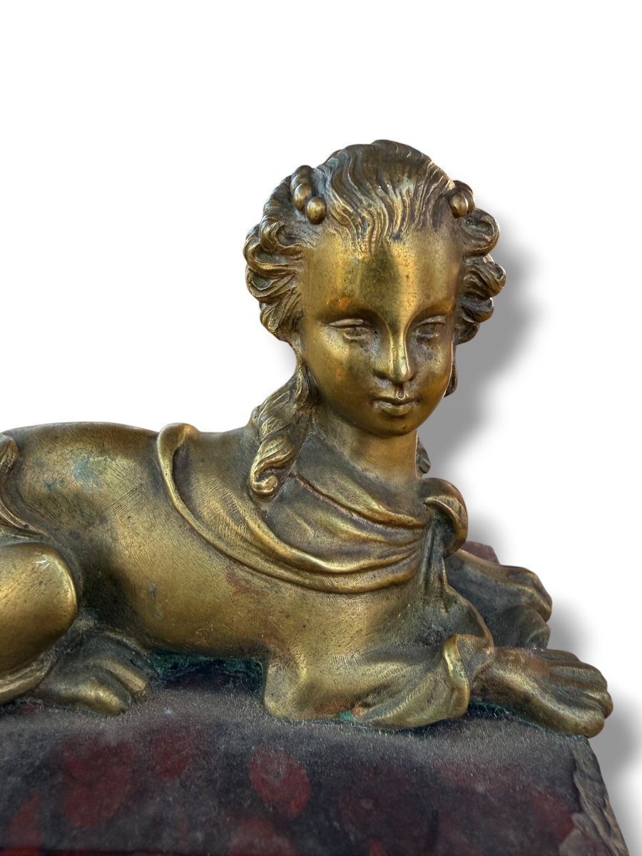 Paperweight 19th Century Bronze Sphinge Madame De Pompadour-photo-2