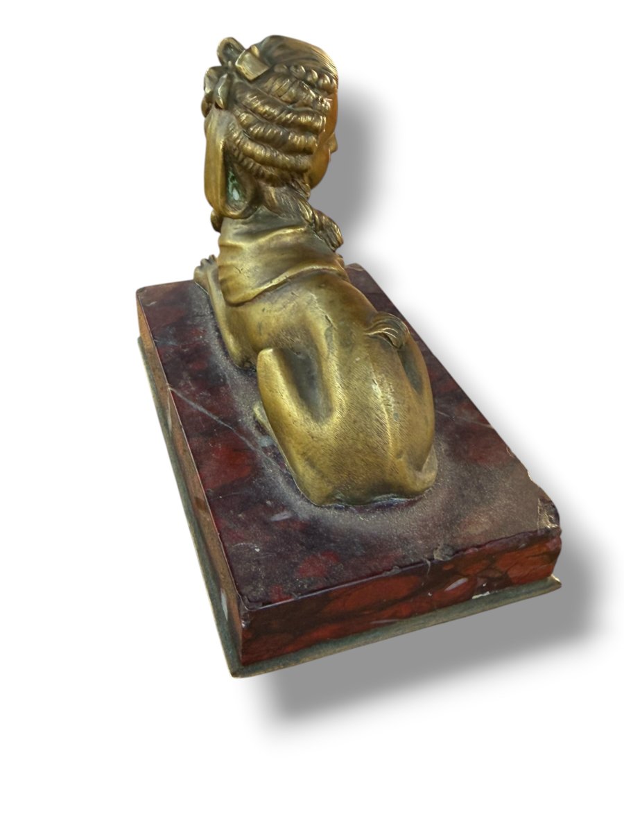 Paperweight 19th Century Bronze Sphinge Madame De Pompadour-photo-6