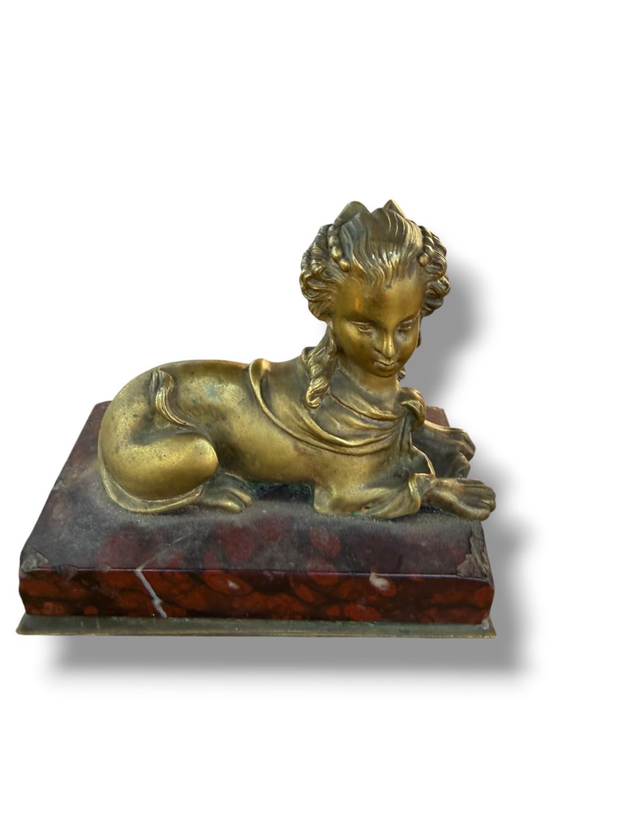 Paperweight 19th Century Bronze Sphinge Madame De Pompadour-photo-7