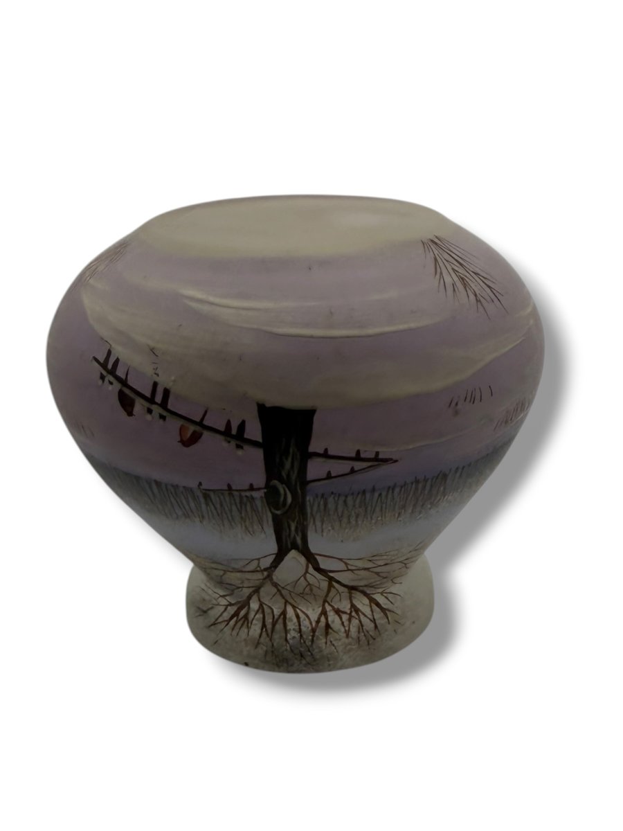 Enamelled And Painted Glass Vase Snowy Landscape-photo-6