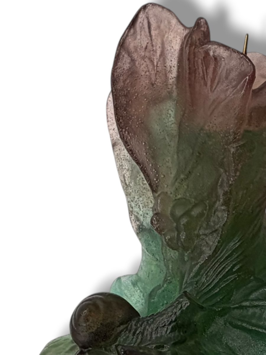 Daum France Snail Candlestick In Pâte De Verre-photo-1