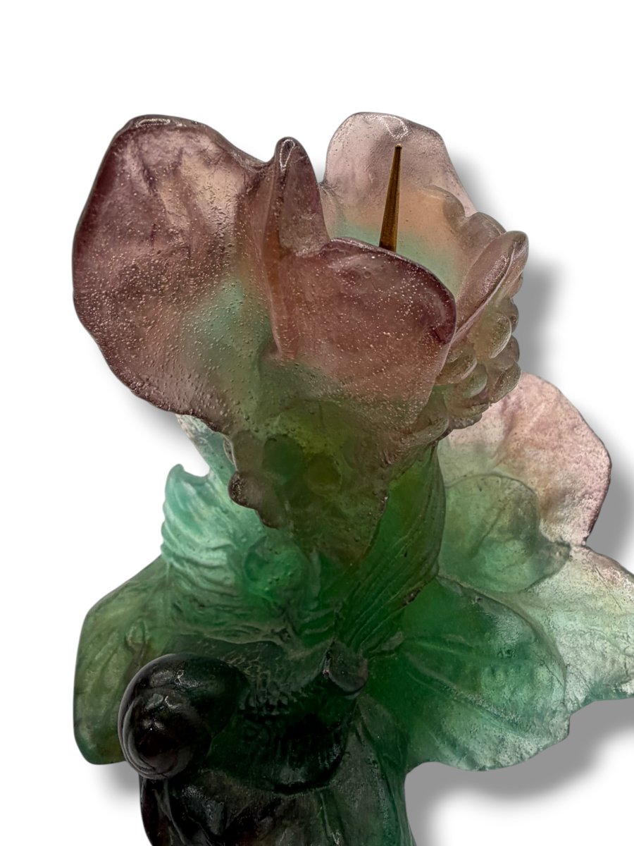 Daum France Snail Candlestick In Pâte De Verre-photo-3