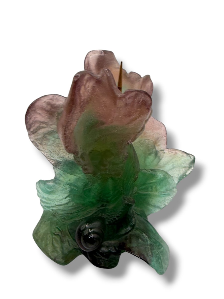 Daum France Snail Candlestick In Pâte De Verre-photo-8