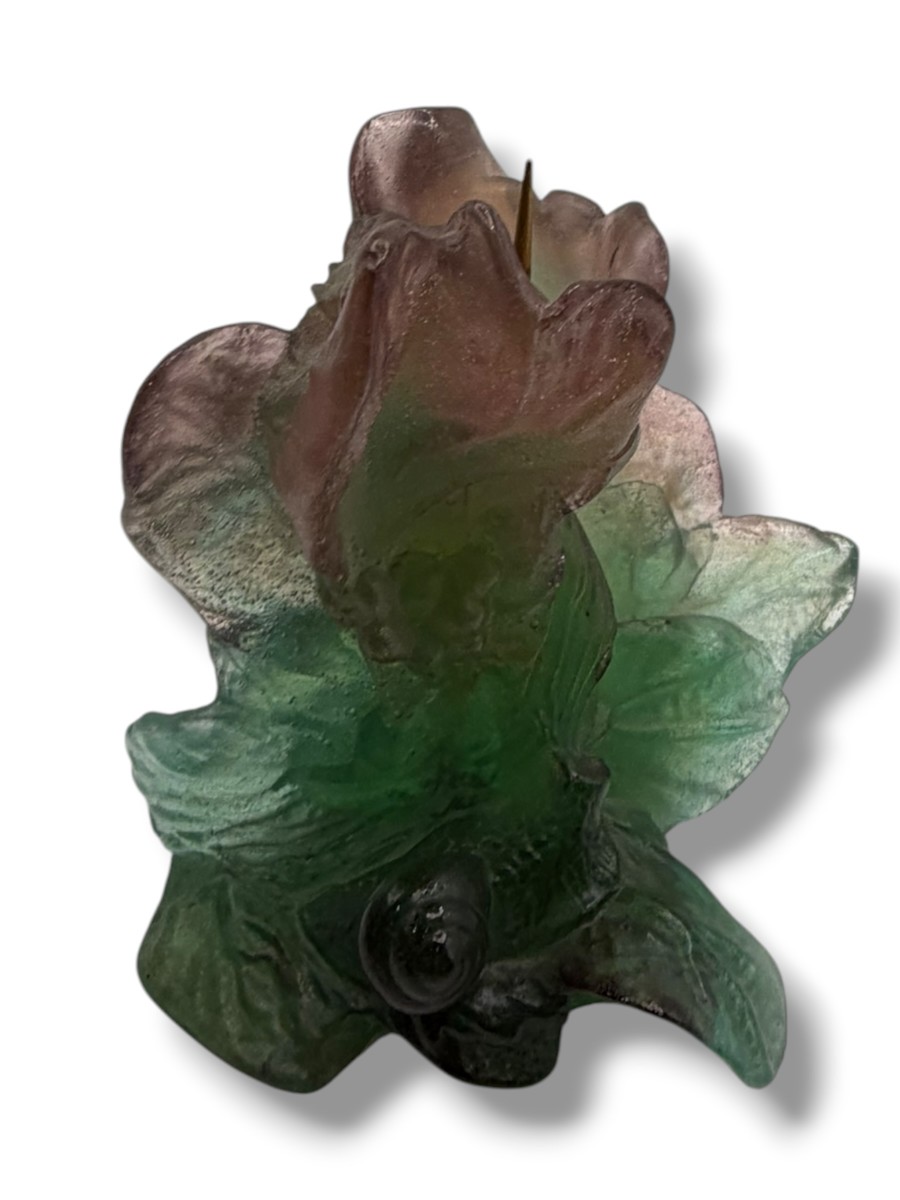 Daum France Snail Candlestick In Pâte De Verre