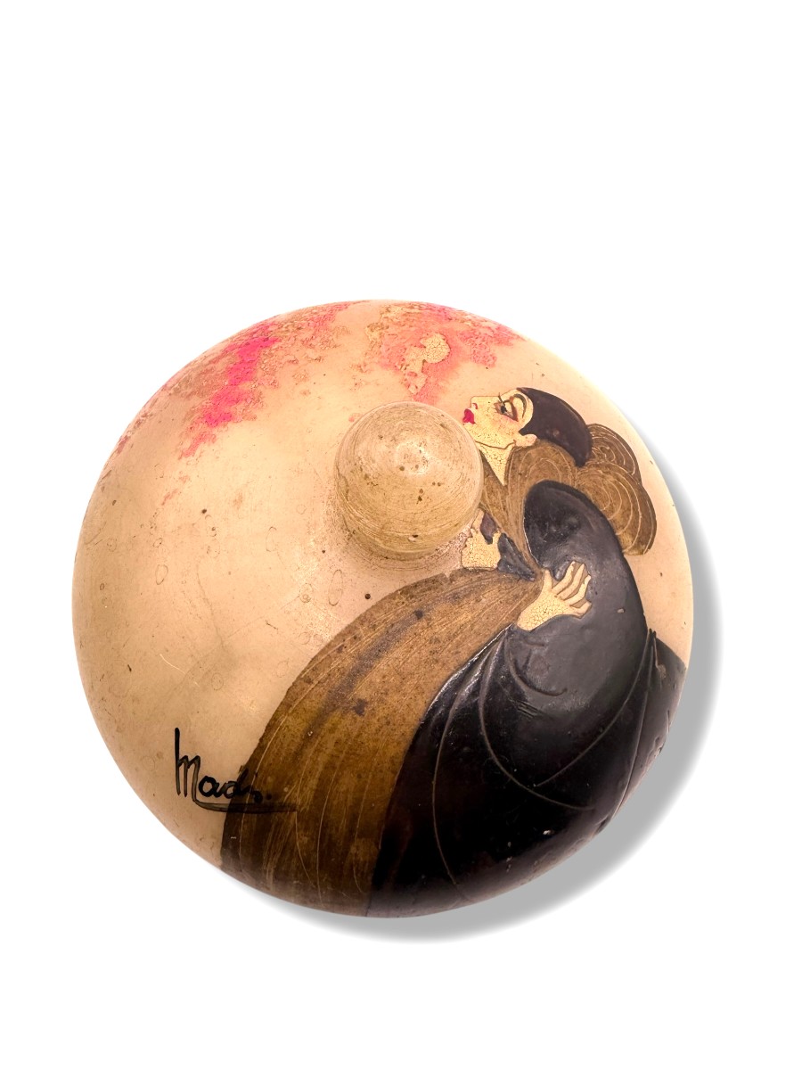 Pierrot bonbonnière en albâtre peint ART DECO