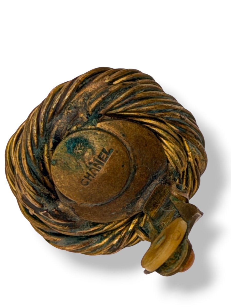 CHANEL paire de boucles d'oreilles torsadées vintage -photo-1