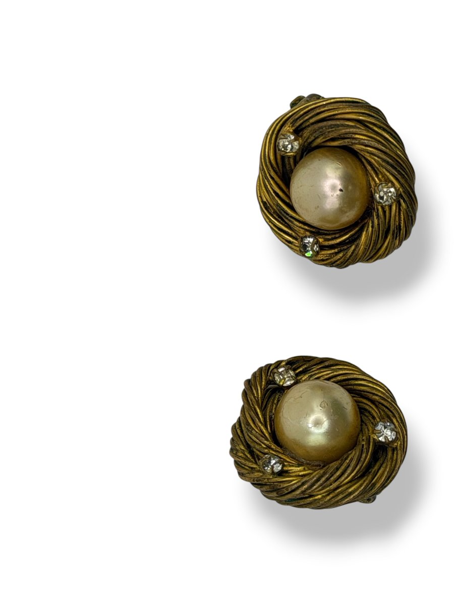 CHANEL paire de boucles d'oreilles torsadées vintage -photo-3
