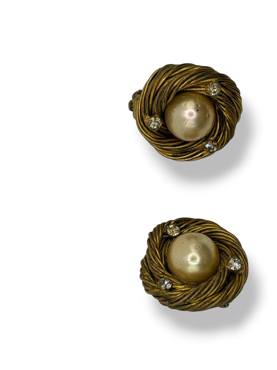 CHANEL paire de boucles d'oreilles torsadées vintage -photo-4