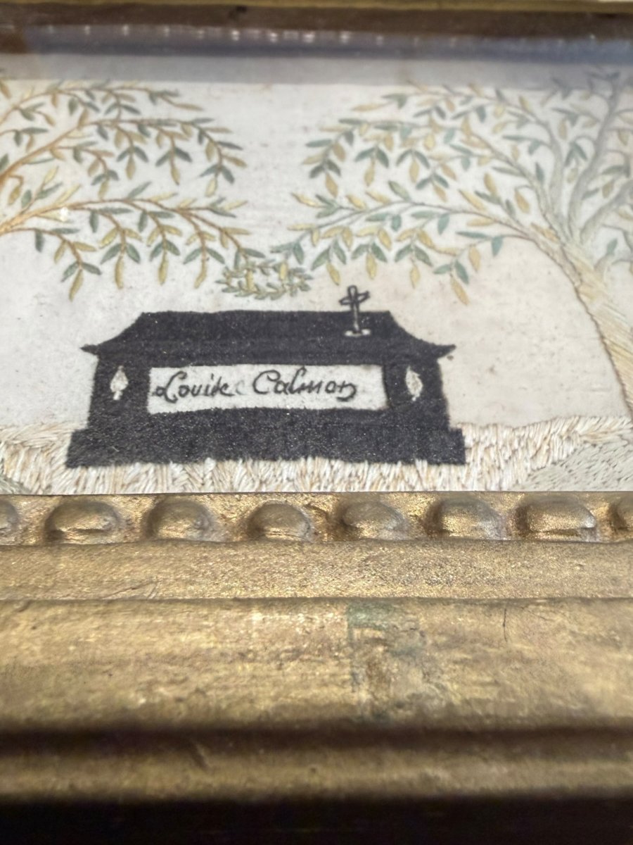 Memento Mori Tomb Curiosity Embroidery 19th Century-photo-4
