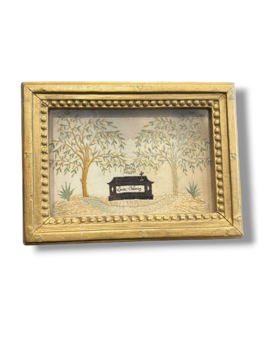 Memento Mori Tomb Curiosity Embroidery 19th Century-photo-1