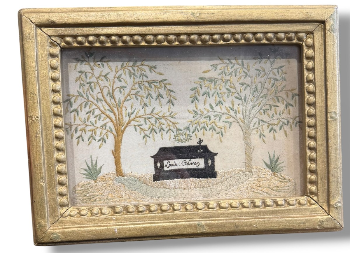 Memento Mori Tomb Curiosity Embroidery 19th Century