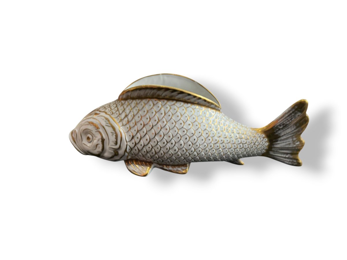 Limoges Porcelain Table Vase With Fish Design-photo-3