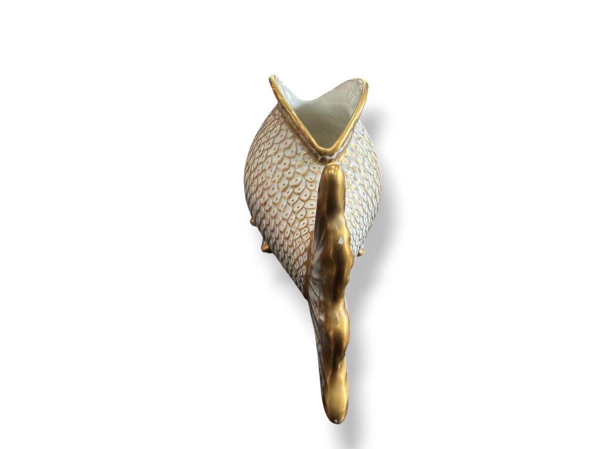 Limoges Porcelain Table Vase With Fish Design-photo-1