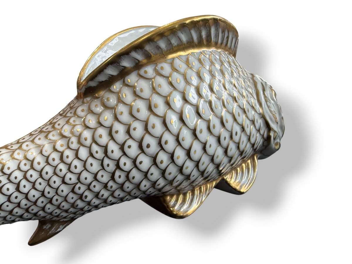 Limoges Porcelain Table Vase With Fish Design-photo-2