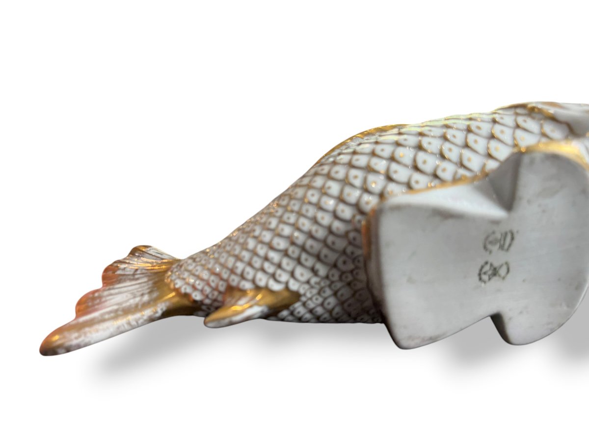 Limoges Porcelain Table Vase With Fish Design-photo-3