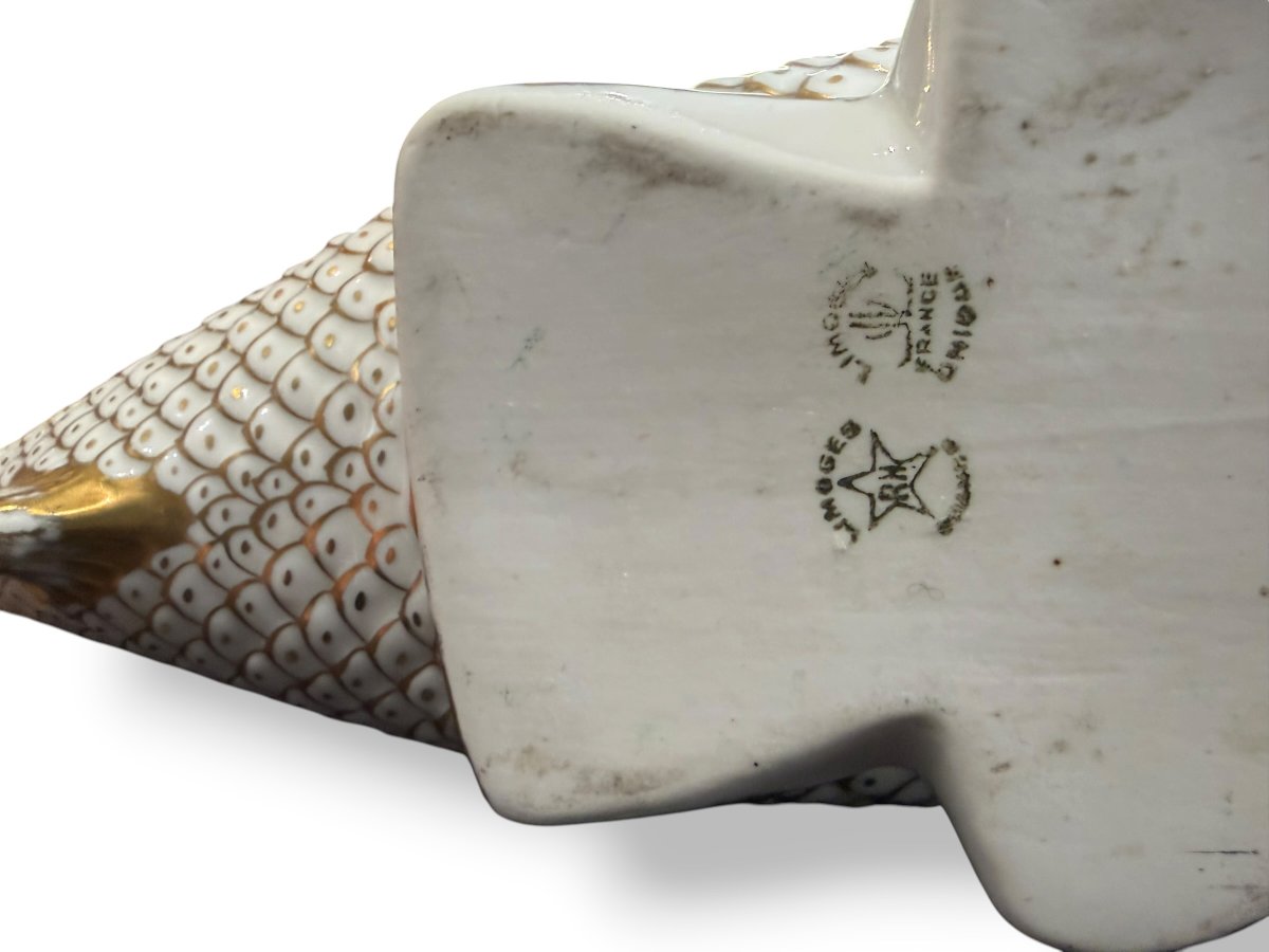 Limoges Porcelain Table Vase With Fish Design-photo-4