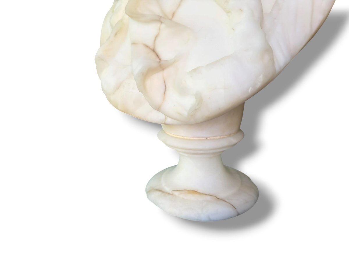 Large Alabaster Bust Of A Draped Woman Attributed To Pochini-photo-6