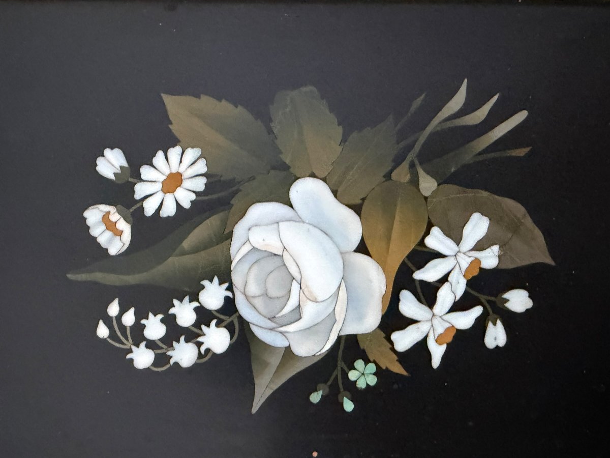 Grand Tour paire de cadres floraux italiens en pietra dura -photo-1