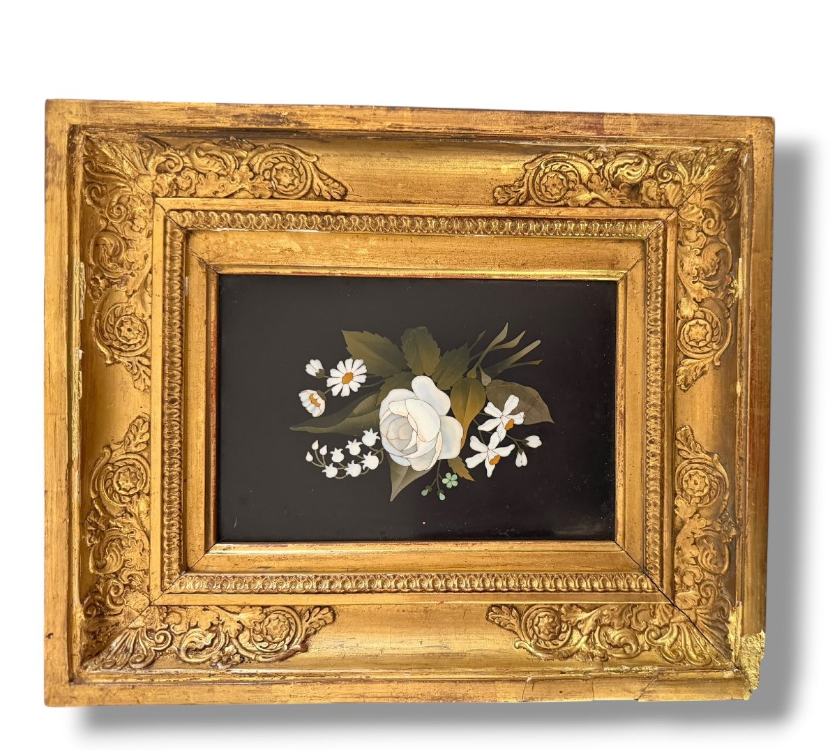 Grand Tour paire de cadres floraux italiens en pietra dura -photo-4