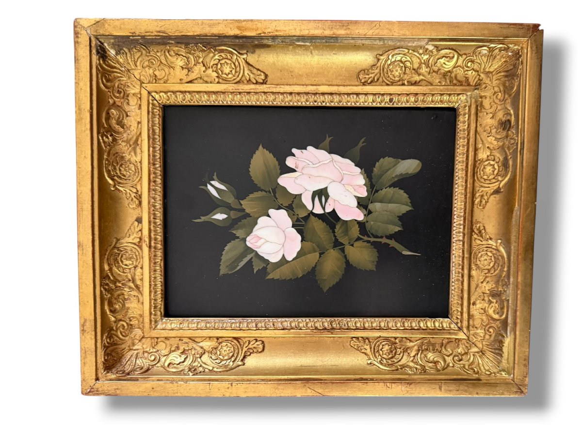 Grand Tour paire de cadres floraux italiens en pietra dura -photo-5