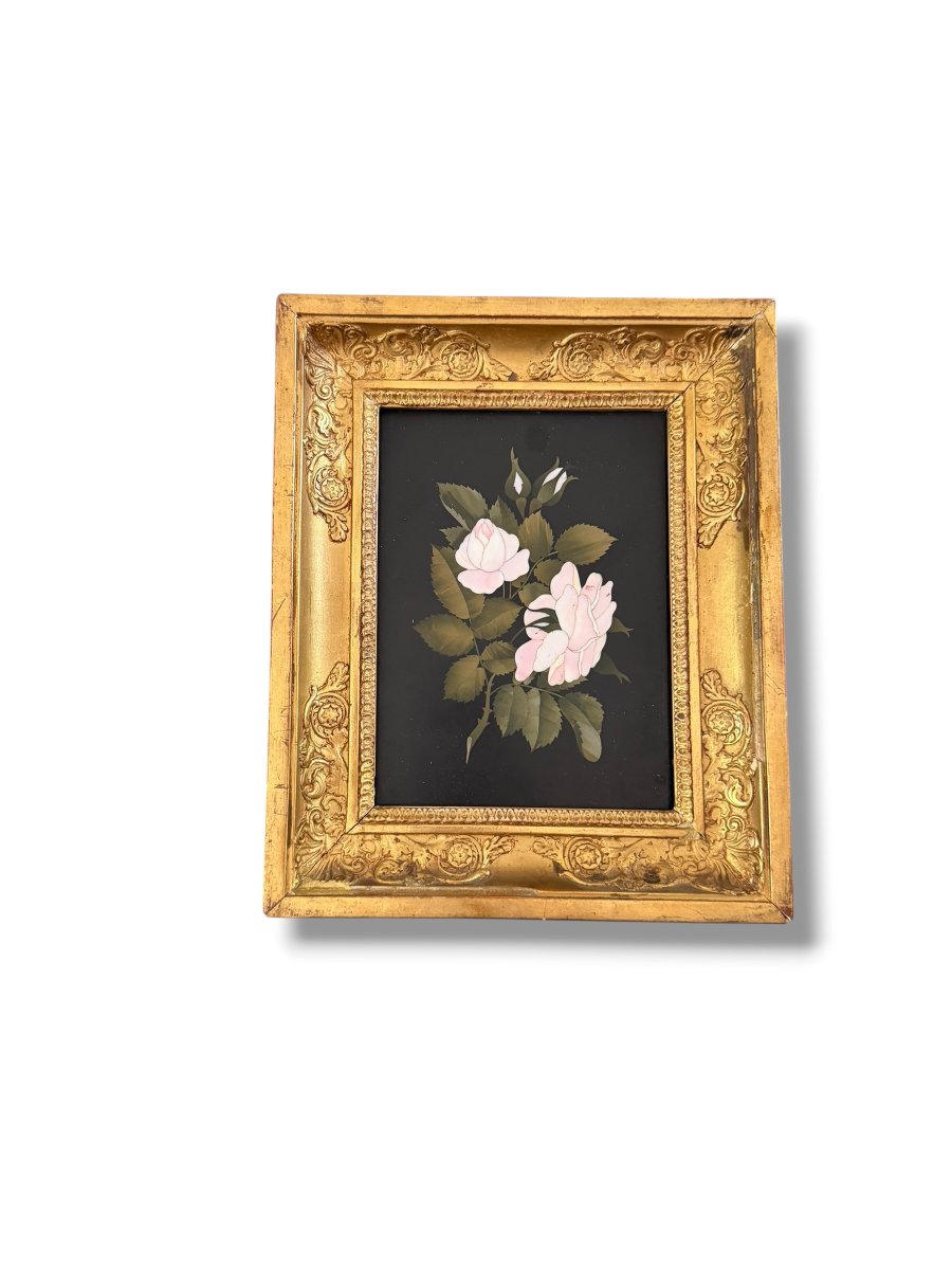 Grand Tour paire de cadres floraux italiens en pietra dura -photo-6